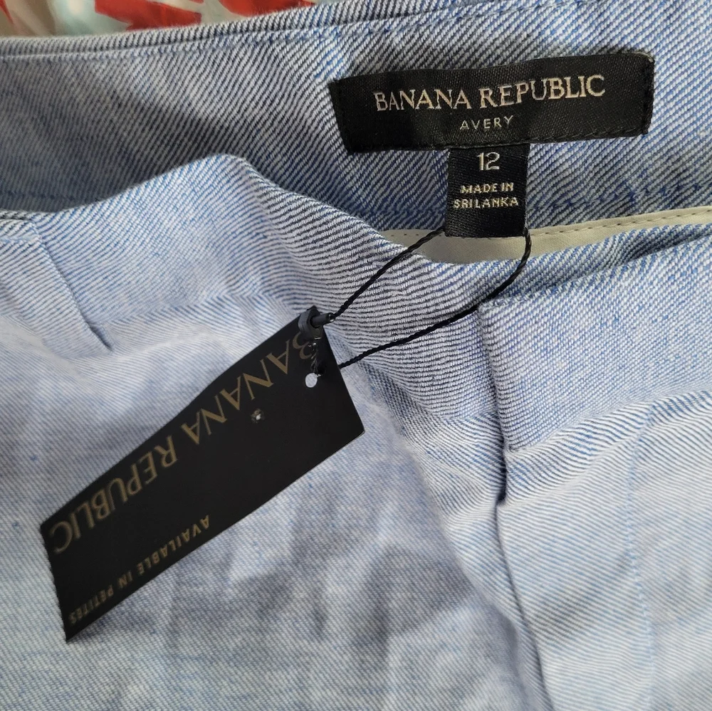 Banana Republic Linen Blend Avery Pants Chambray Blue Size 12
